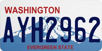 WA license plate AYH2962