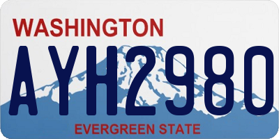 WA license plate AYH2980