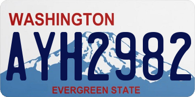WA license plate AYH2982