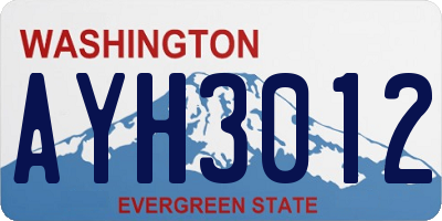 WA license plate AYH3012