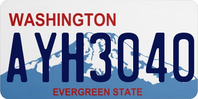 WA license plate AYH3040