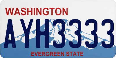 WA license plate AYH3333