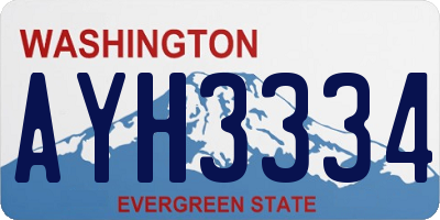 WA license plate AYH3334
