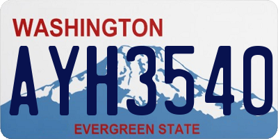 WA license plate AYH3540