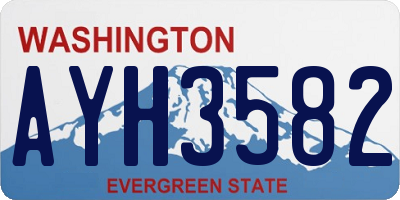 WA license plate AYH3582