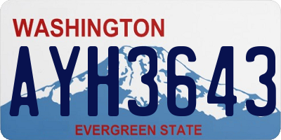 WA license plate AYH3643