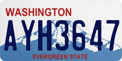 WA license plate AYH3647