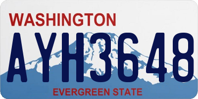 WA license plate AYH3648