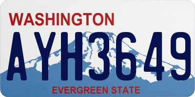 WA license plate AYH3649