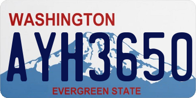 WA license plate AYH3650