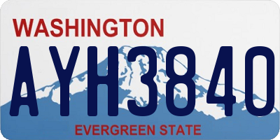 WA license plate AYH3840