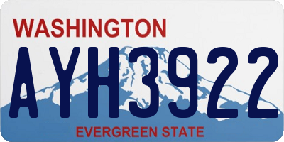 WA license plate AYH3922