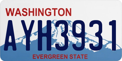 WA license plate AYH3931