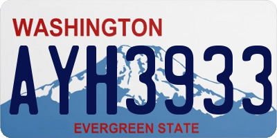 WA license plate AYH3933