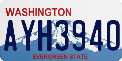 WA license plate AYH3940