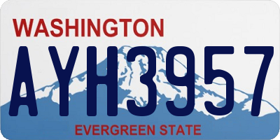 WA license plate AYH3957