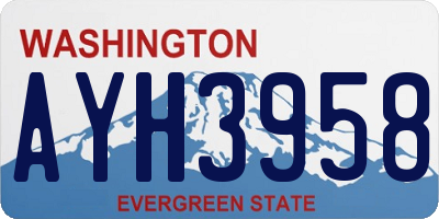 WA license plate AYH3958