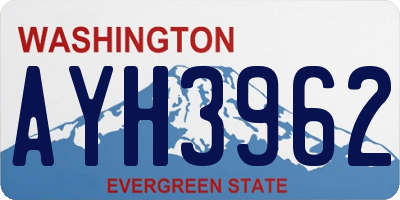 WA license plate AYH3962