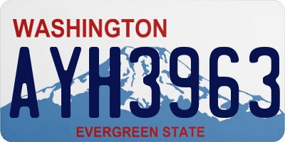 WA license plate AYH3963