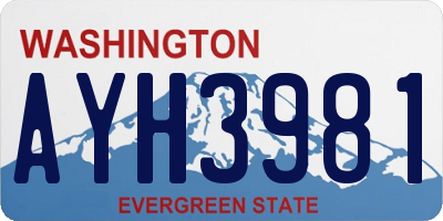 WA license plate AYH3981
