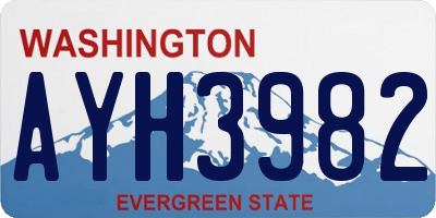 WA license plate AYH3982