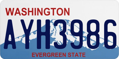 WA license plate AYH3986