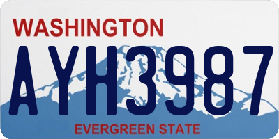 WA license plate AYH3987
