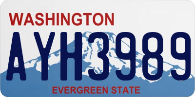 WA license plate AYH3989
