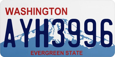 WA license plate AYH3996