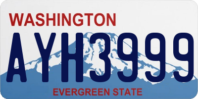 WA license plate AYH3999