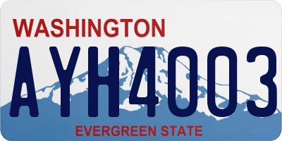 WA license plate AYH4003