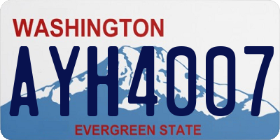 WA license plate AYH4007