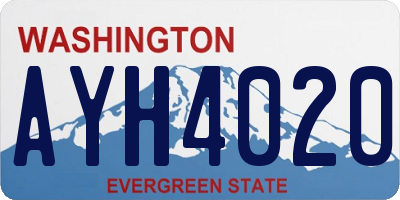 WA license plate AYH4020