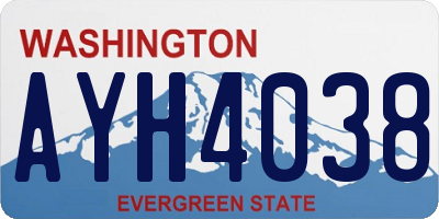 WA license plate AYH4038