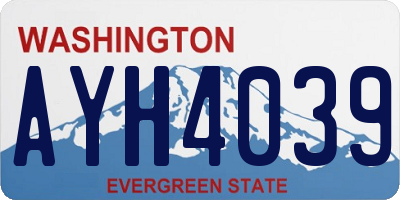 WA license plate AYH4039