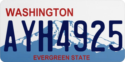 WA license plate AYH4925