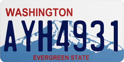 WA license plate AYH4931