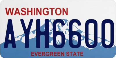 WA license plate AYH6600
