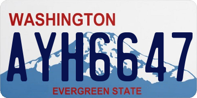 WA license plate AYH6647