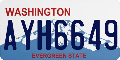 WA license plate AYH6649