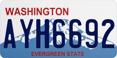 WA license plate AYH6692