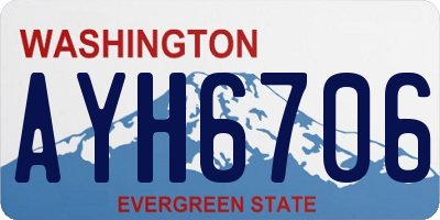 WA license plate AYH6706