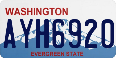WA license plate AYH6920