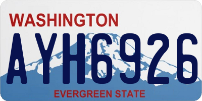 WA license plate AYH6926