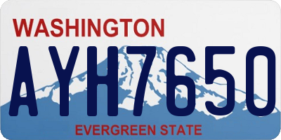 WA license plate AYH7650