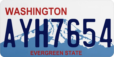 WA license plate AYH7654