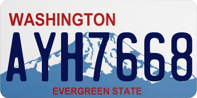 WA license plate AYH7668
