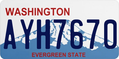 WA license plate AYH7670