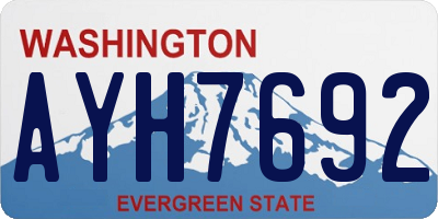 WA license plate AYH7692