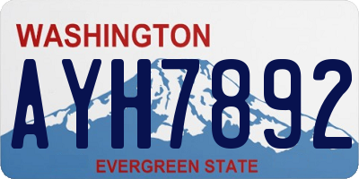 WA license plate AYH7892
